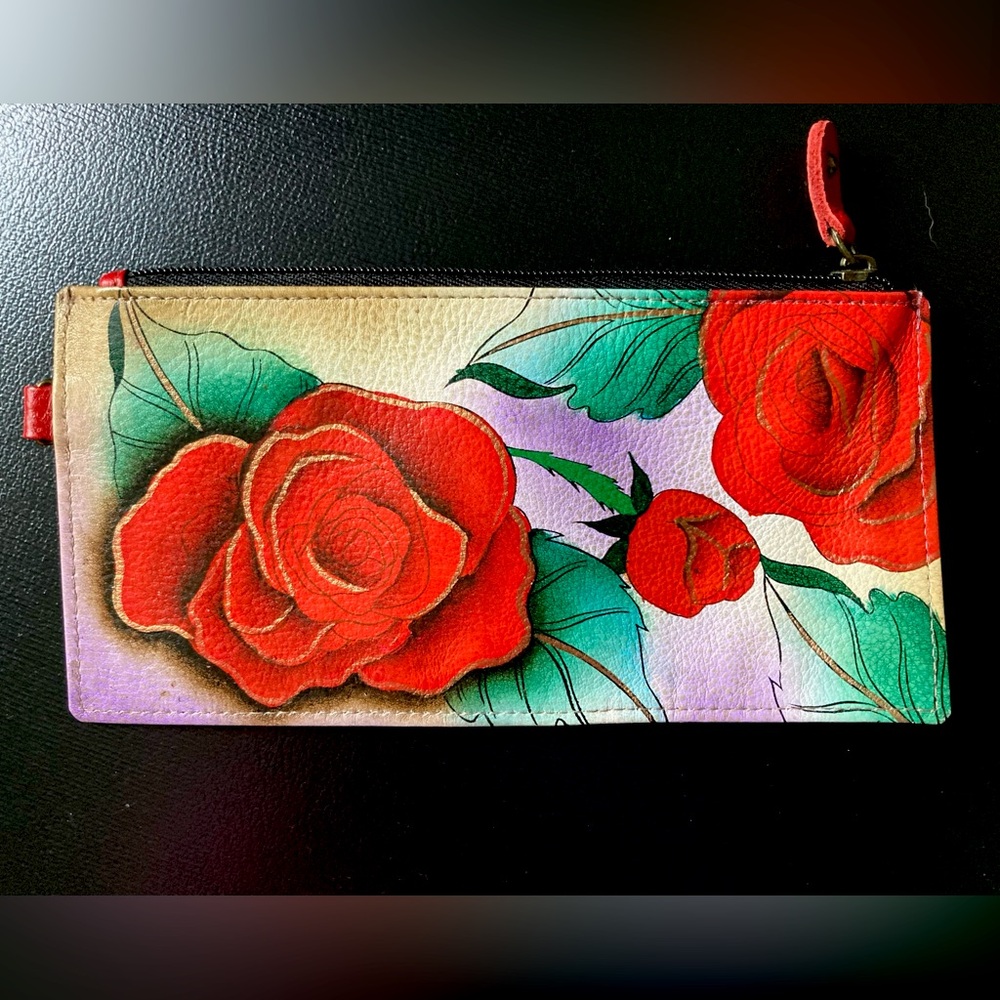 Anuschka NWOT hand painted rose wallet